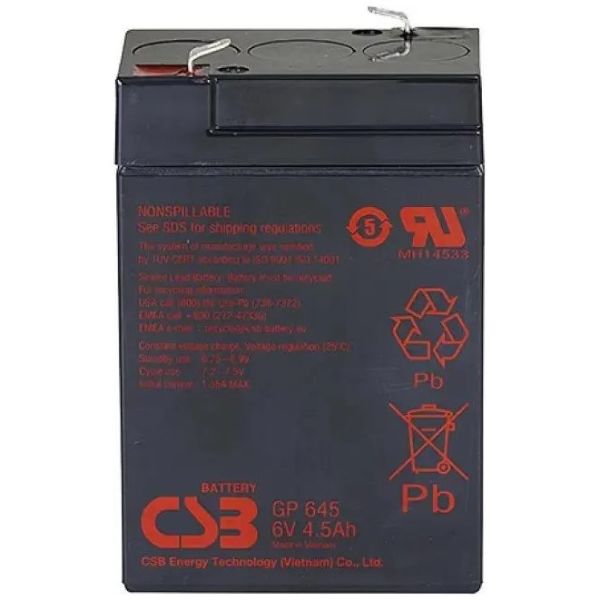 Аккумулятор для ИБП CSB GP645 6 В 4.5 Ач